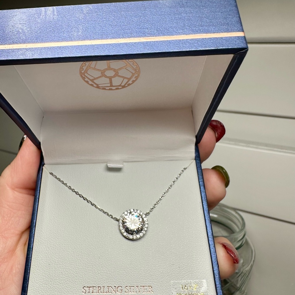 Lumineux Designs Sterling Silver Necklace with Crystal Pendant